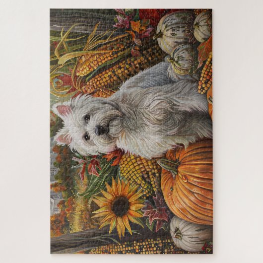West Highland White Terrier Herfst Thanksgiving Legpuzzel (Verticaal)