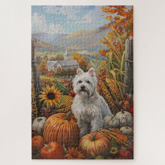 West Highland White Terrier Herfst Thanksgiving Legpuzzel (Verticaal)