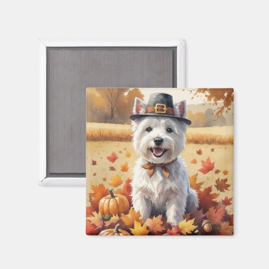 West Highland White Terrier herfstbladeren Magneet (Voorkant / Achterkant)