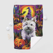 West Highland White Terrier Hond Halloween Heks Golfhanddoek (Insitu)