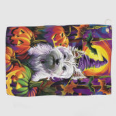 West Highland White Terrier Hond Halloween Heks Golfhanddoek (Horizontaal)
