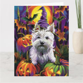 West Highland White Terrier Hond Halloween Heks Kaart (Voorkant)