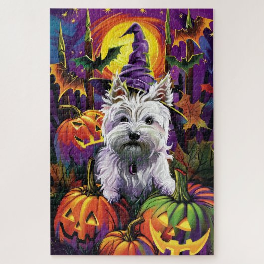West Highland White Terrier Hond Halloween Heks Legpuzzel (Verticaal)