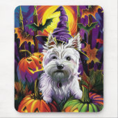 West Highland White Terrier Hond Halloween Heks Muismat (Voorkant)