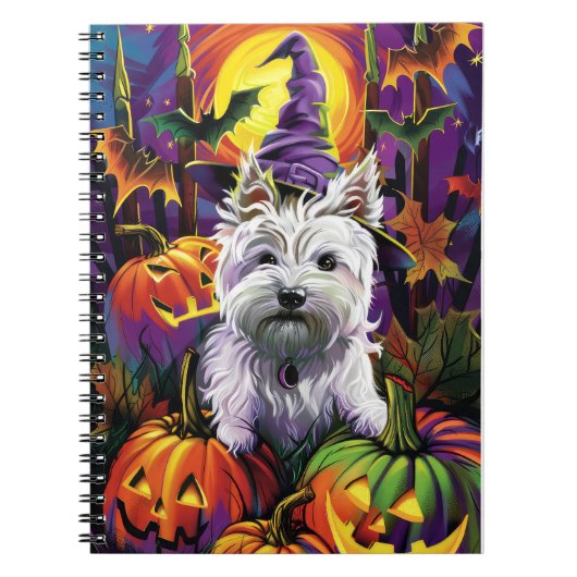West Highland White Terrier Hond Halloween Heks Notitieboek (Voorkant)