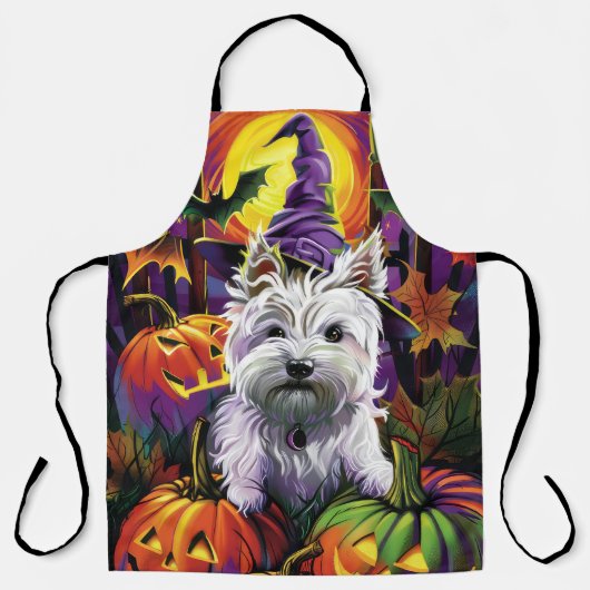 West Highland White Terrier Hond Halloween Heks Schort (Voorkant)