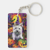 West Highland White Terrier Hond Halloween Heks Sleutelhanger (achterkant)