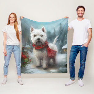 West Highland White Terrier-hond in sneeuw Kerstmi Fleece Deken