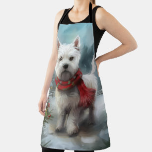 West Highland White Terrier-hond in Sneeuw Kerstmi Schort