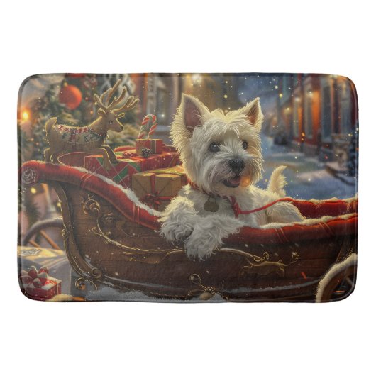 West Highland White Terrier Hond Kerst Feestelijk Badmat (Voorkant)