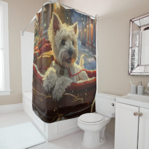 West Highland White Terrier Hond Kerst Feestelijk Douchegordijn