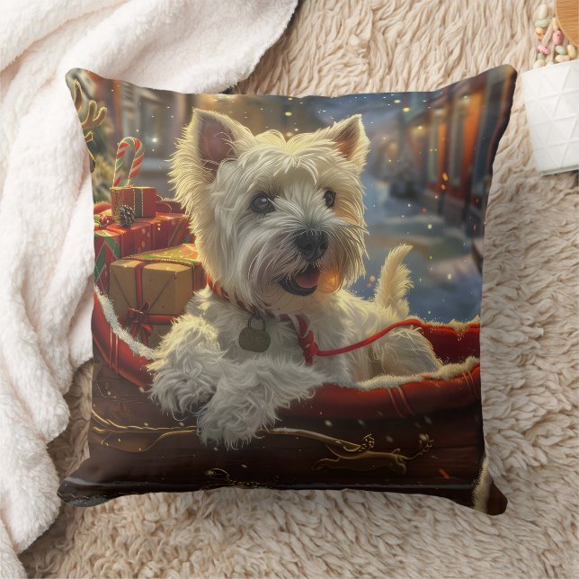 West Highland White Terrier Hond Kerst Feestelijk Kussen (Deken)