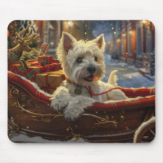 West Highland White Terrier Hond Kerst Feestelijk Muismat (Voorkant)