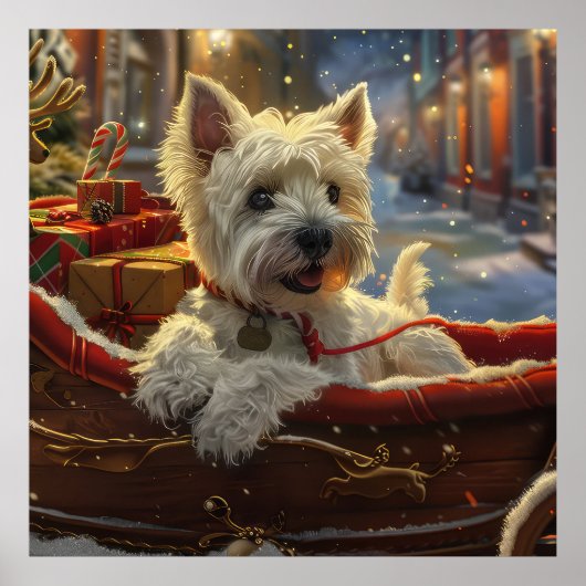 West Highland White Terrier Hond Kerst Feestelijk Poster (Voorkant)