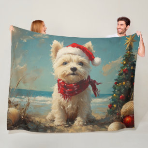 West Highland White Terrier Hond Kerstmis Strand Fleece Deken