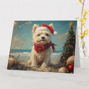 West Highland White Terrier Hond Kerstmis Strand Kaart