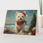 West Highland White Terrier Hond Kerstmis Strand Kaart (Voorkant)