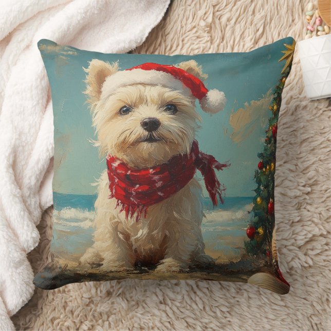 West Highland White Terrier Hond Kerstmis Strand Kussen (Deken)