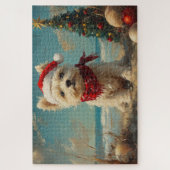 West Highland White Terrier Hond Kerstmis Strand Legpuzzel (Verticaal)