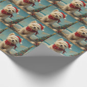West Highland White Terrier Hond Kerststrand Cadeaupapier (Hoek)