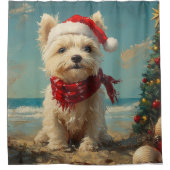 West Highland White Terrier Hond Kerststrand Douchegordijn (Voorkant)