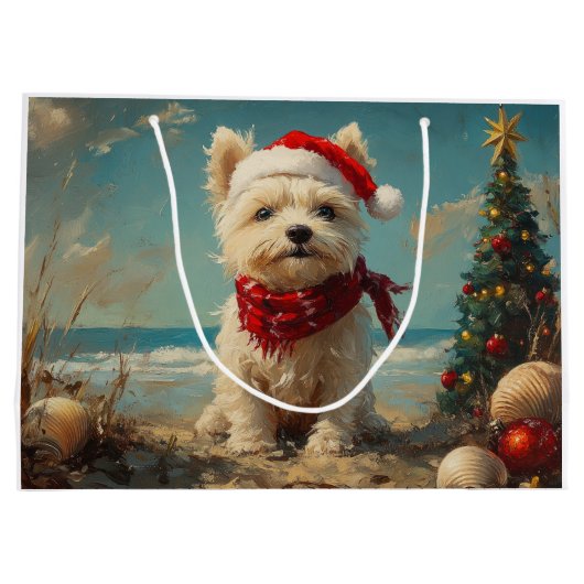 West Highland White Terrier Hond Kerststrand Groot Cadeauzakje (Achterkant)