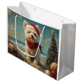 West Highland White Terrier Hond Kerststrand Groot Cadeauzakje (Voorkant Gekanteld)