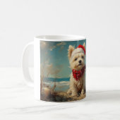 West Highland White Terrier Hond Kerststrand Koffiemok (Voorkant links)