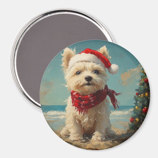 West Highland White Terrier Hond Kerststrand Magneet (Voorkant / Achterkant)