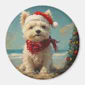 West Highland White Terrier Hond Kerststrand Magneet (Voorkant)