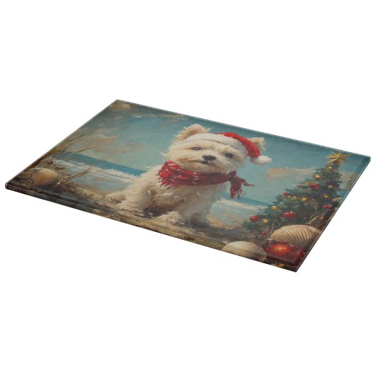 West Highland White Terrier Hond Kerststrand Snijplank (Hoek)