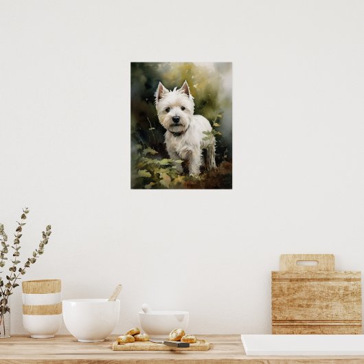 West Highland White Terrier Hondenkunst Print Post (Keuken)