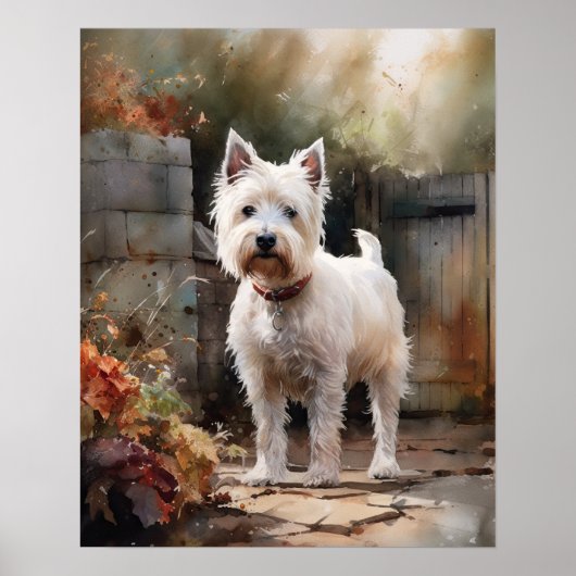 West Highland White Terrier Hondenkunst Print Post (Voorkant)