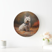 West Highland White Terrier in de herfst laat Herf Grote Klok (Huis)