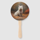 West Highland White Terrier in de herfst laat Herf Handwaaier (Achterkant)