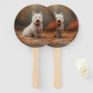 West Highland White Terrier in de herfst laat Herf Handwaaier