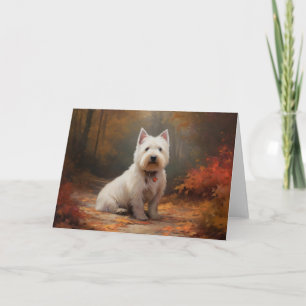 West Highland White Terrier in de herfst laat Herf Kaart