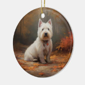 West Highland White Terrier in de herfst laat Herf Keramisch Ornament (Links)