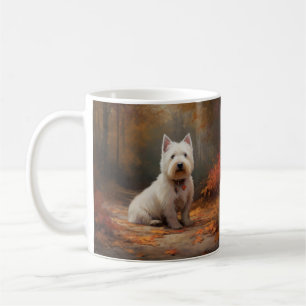 West Highland White Terrier in de herfst laat Herf Koffiemok
