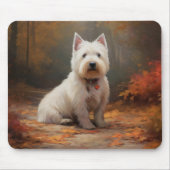 West Highland White Terrier in de herfst laat Herf Muismat (Voorkant)