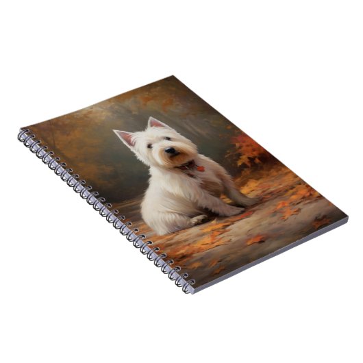 West Highland White Terrier in de herfst laat Herf Notitieboek (Rechterzijde)
