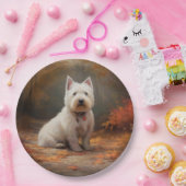 West Highland White Terrier in de herfst laat Herf Papieren Bordje (Feest)