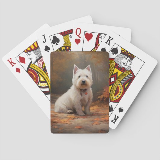 West Highland White Terrier in de herfst laat Herf Pokerkaarten (Achterkant)