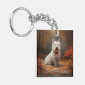 West Highland White Terrier in de herfst laat Herf Sleutelhanger (Voorkant Links)