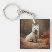 West Highland White Terrier in de herfst laat Herf Sleutelhanger (Voorkant)