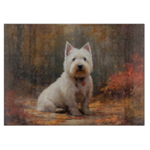 West Highland White Terrier in de herfst laat Herf Snijplank