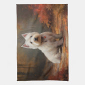 West Highland White Terrier in de herfst laat Herf Theedoek (Verticaal)