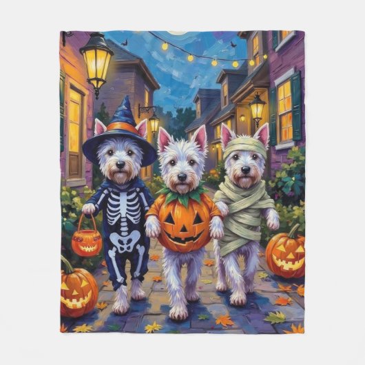 West Highland White Terrier In Halloween Costumes Fleece Deken (Voorkant)