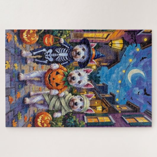West Highland White Terrier In Halloween Costumes Legpuzzel (Horizontaal)
