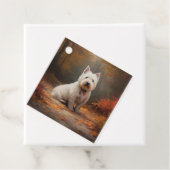 West Highland White Terrier in herfstbladeren Bedankjes Labels (In situ)